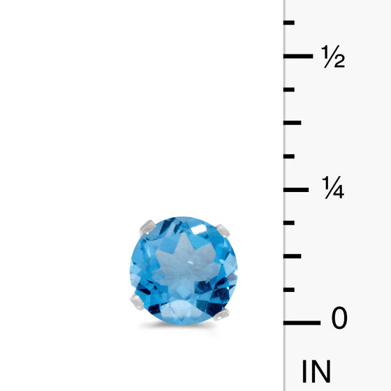 14k White Gold Round Blue Topaz Stud Earrings