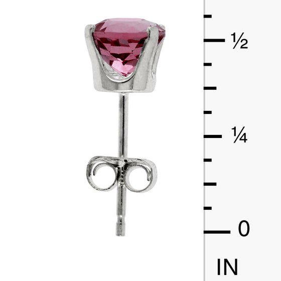 14k White Gold Round Rhodolite Garnet Stud Earrings
