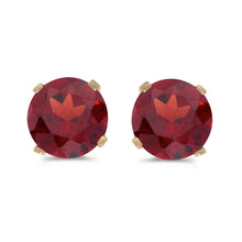  14k Yellow Gold Round Garnet Stud Earrings