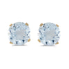 14k Yellow Gold Round Aquamarine Stud Earrings