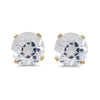 14k Yellow Gold Round White Topaz Stud Earrings