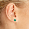 14k Yellow Gold Round Emerald Stud Earrings