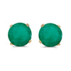 14k Yellow Gold Round Emerald Stud Earrings