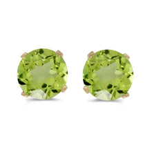  14k Yellow Gold Round Peridot Stud Earrings