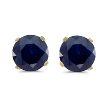  14k Yellow Gold Round Sapphire Stud Earrings