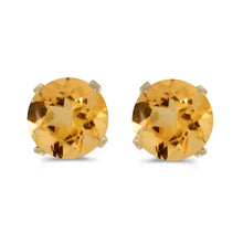  14k Yellow Gold Round Citrine Stud Earrings
