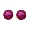 14k Yellow Gold Round Rhodolite Garnet Stud Earrings