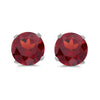 14k White Gold Round Garnet Stud Earrings