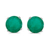 14k White Gold Round Emerald Stud Earrings