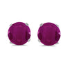 14k White Gold Round Ruby Stud Earrings