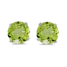  14k White Gold Round Peridot Stud Earrings