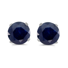  14k White Gold Round Sapphire Stud Earrings