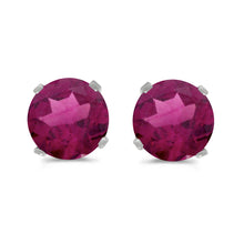 14k White Gold Round Rhodolite Garnet Stud Earrings