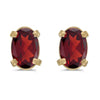 14k Yellow Gold Oval Garnet Earrings