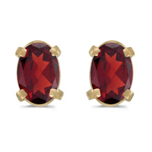 14k Yellow Gold Oval Garnet Earrings
