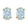 14k Yellow Gold Oval Aquamarine Earrings