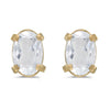 14k Yellow Gold Oval White Topaz Earrings