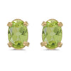 14k Yellow Gold Oval Peridot Earrings