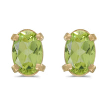  14k Yellow Gold Oval Peridot Earrings