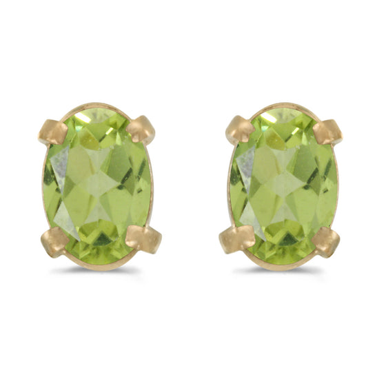 14k Yellow Gold Oval Peridot Earrings