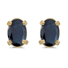  14k Yellow Gold Oval Sapphire Earrings