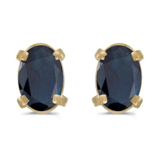14k Yellow Gold Oval Sapphire Earrings