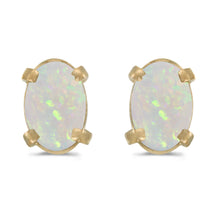  14k Yellow Gold Oval Opal Earrings