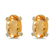  14k Yellow Gold Oval Citrine Earrings