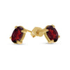 14k Yellow Gold Oval Garnet Earrings