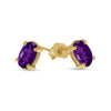 14k Yellow Gold Oval Amethyst Earrings