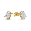 14k Yellow Gold Oval White Topaz Earrings
