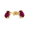 14k Yellow Gold Oval Ruby Earrings