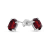 14k White Gold Oval Garnet Earrings