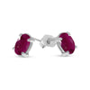 14k White Gold Oval Ruby Earrings