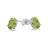14k White Gold Oval Peridot Earrings