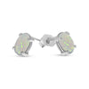 14k White Gold Oval Opal Earrings