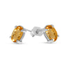 14k White Gold Oval Citrine Earrings