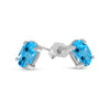 14k White Gold Oval Blue Topaz Earrings