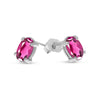 14k White Gold Oval Pink Topaz Earrings