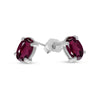 14k White Gold Oval Rhodolite Garnet Earrings