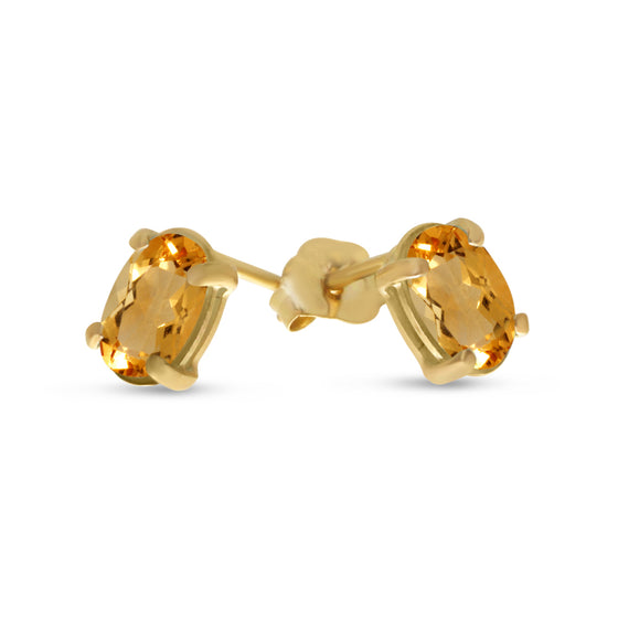 14k Yellow Gold Oval Citrine Earrings