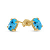 14k Yellow Gold Oval Blue Topaz Earrings