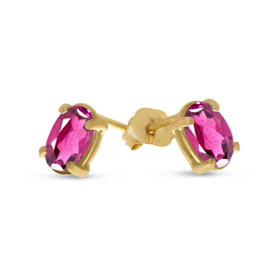 14k Yellow Gold Oval Pink Topaz Earrings