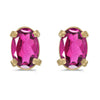 14k Yellow Gold Oval Pink Topaz Earrings