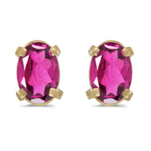  14k Yellow Gold Oval Pink Topaz Earrings