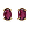 14k Yellow Gold Oval Rhodolite Garnet Earrings