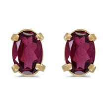  14k Yellow Gold Oval Rhodolite Garnet Earrings