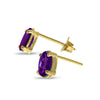 14k Yellow Gold Oval Amethyst Earrings