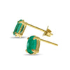 14k Yellow Gold Oval Emerald Earrings