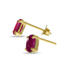 14k Yellow Gold Oval Ruby Earrings